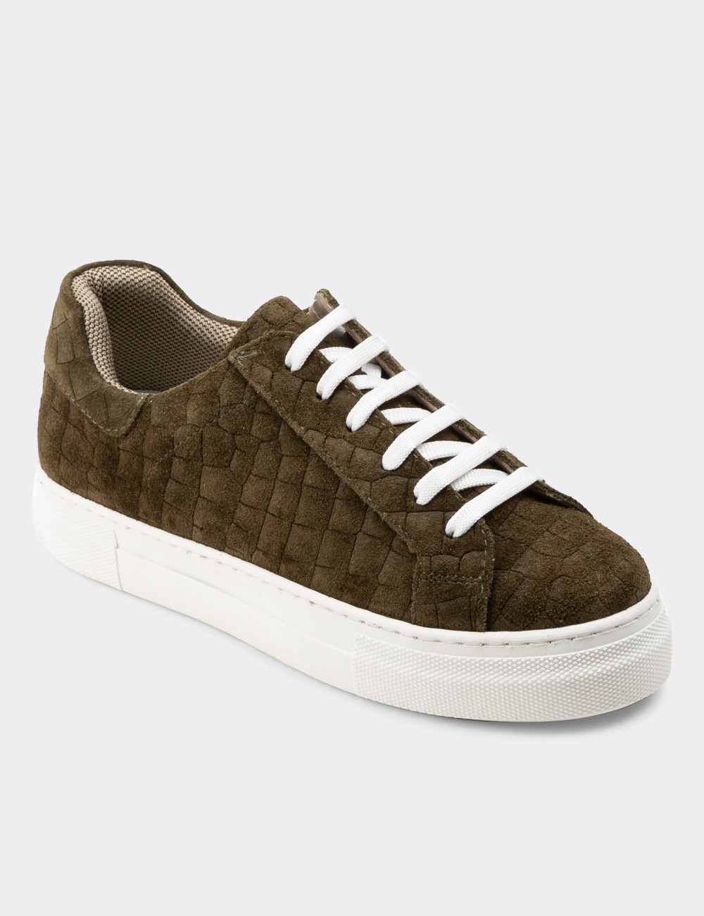 Green Suede Leather Sneakers - Z1681ZHAKC04