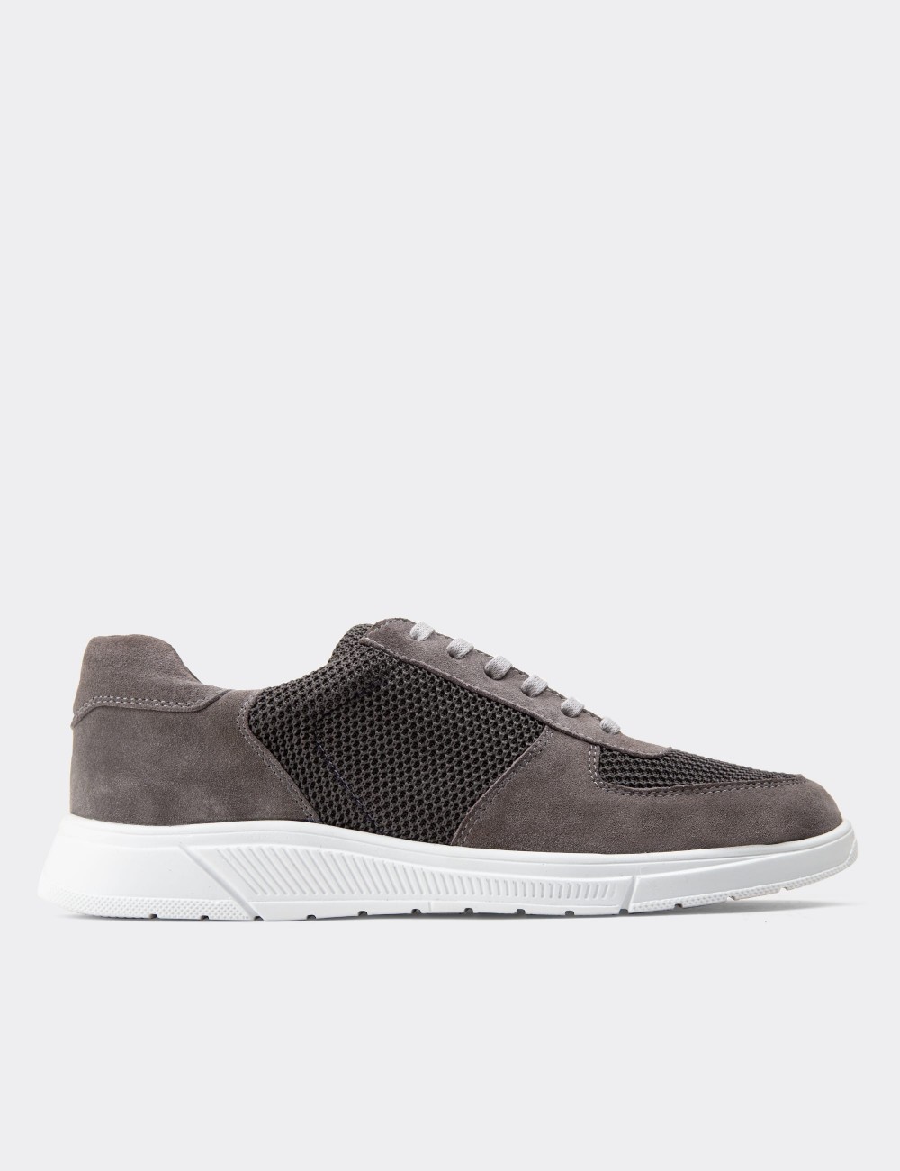 Gray Suede Leather Sneakers - 01860MGRIC01