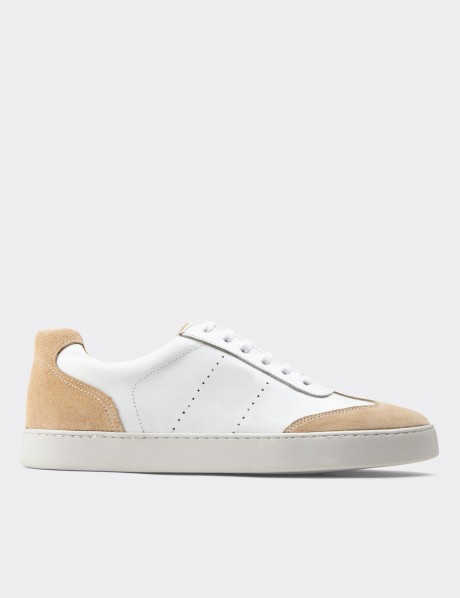 Beige Leather Sneakers