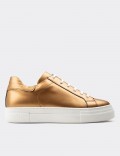 Gold  Leather Sneakers