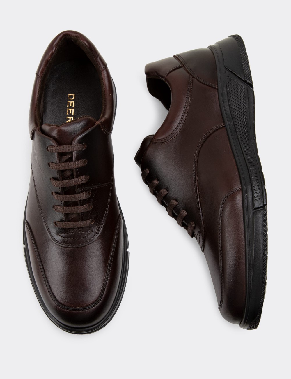 Brown  Leather Lace-up Shoes - 01871MKHVC01