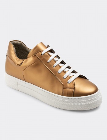 Gold  Leather Sneakers - Z1681ZALTC02