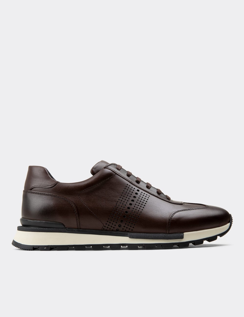 Brown  Leather Sneakers - 01738MKHVT01