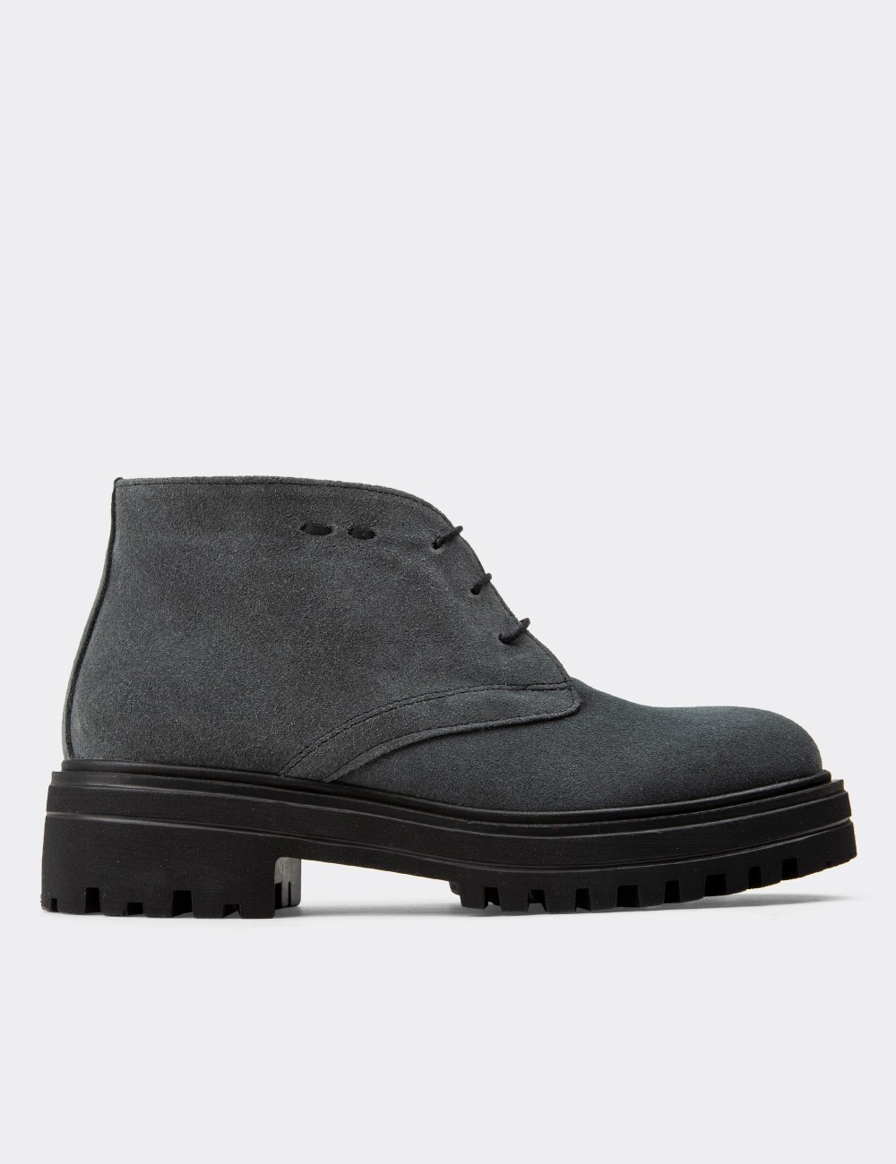 Gray Suede Leather Boots - 01847ZGRIE02