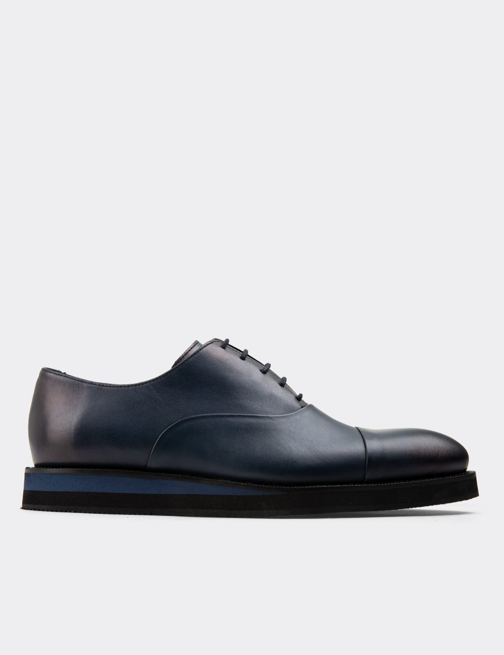 Blue  Leather Lace-up Shoes - 01026MMVIE03