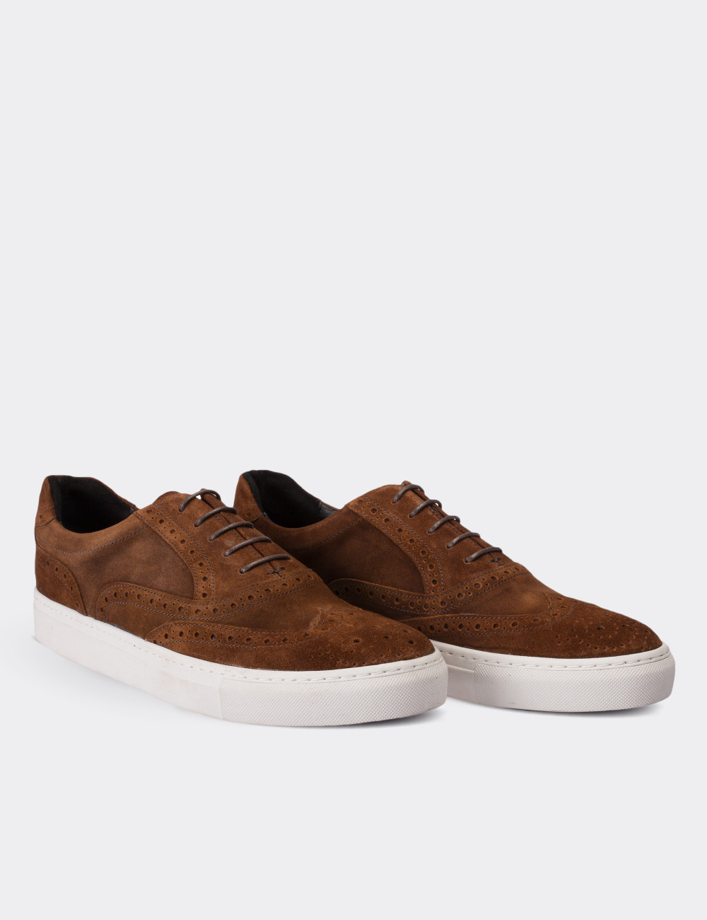 Tan Suede Leather Sneakers - 01637MTBAC02