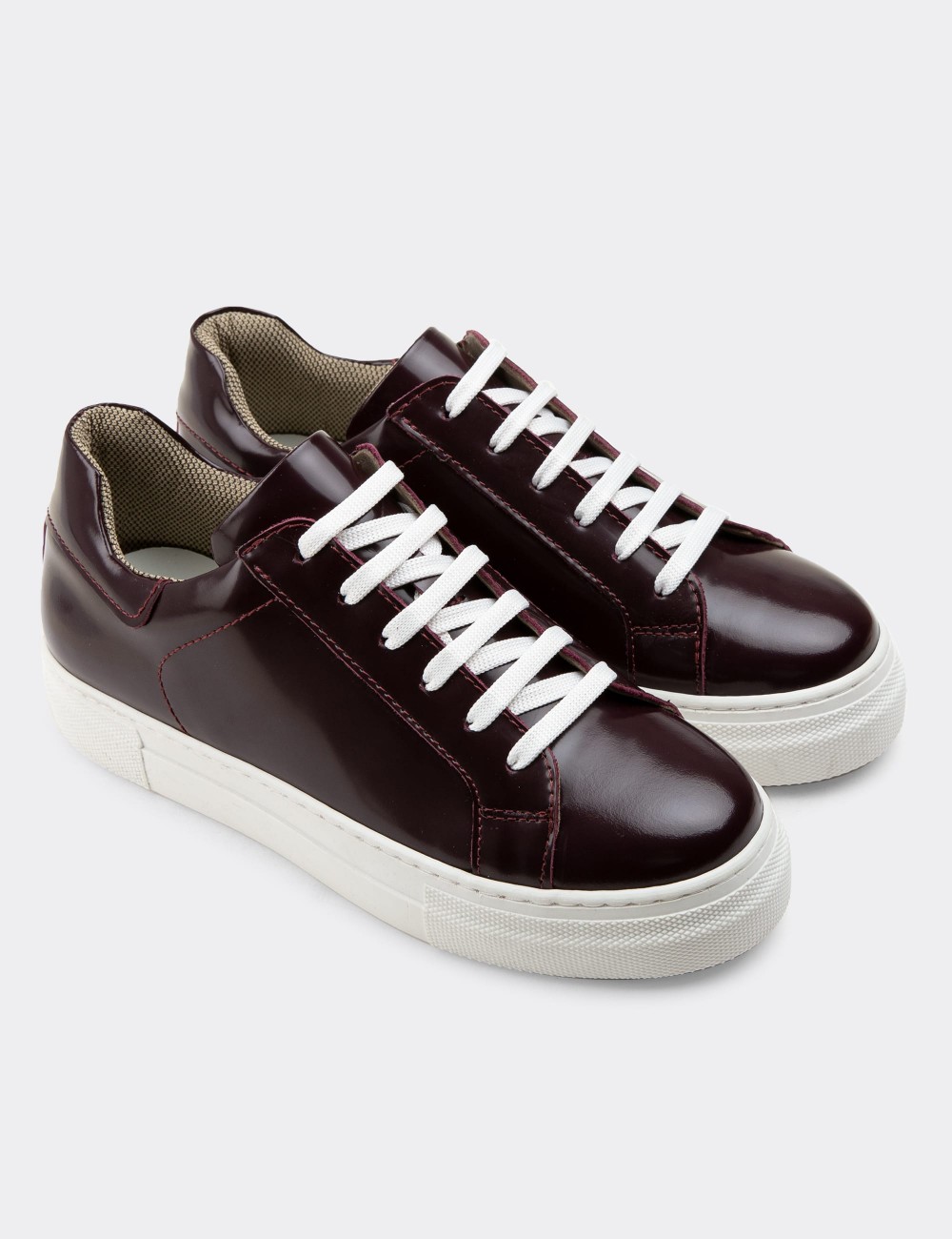 Burgundy  Leather Sneakers - Z1681ZBRDC08