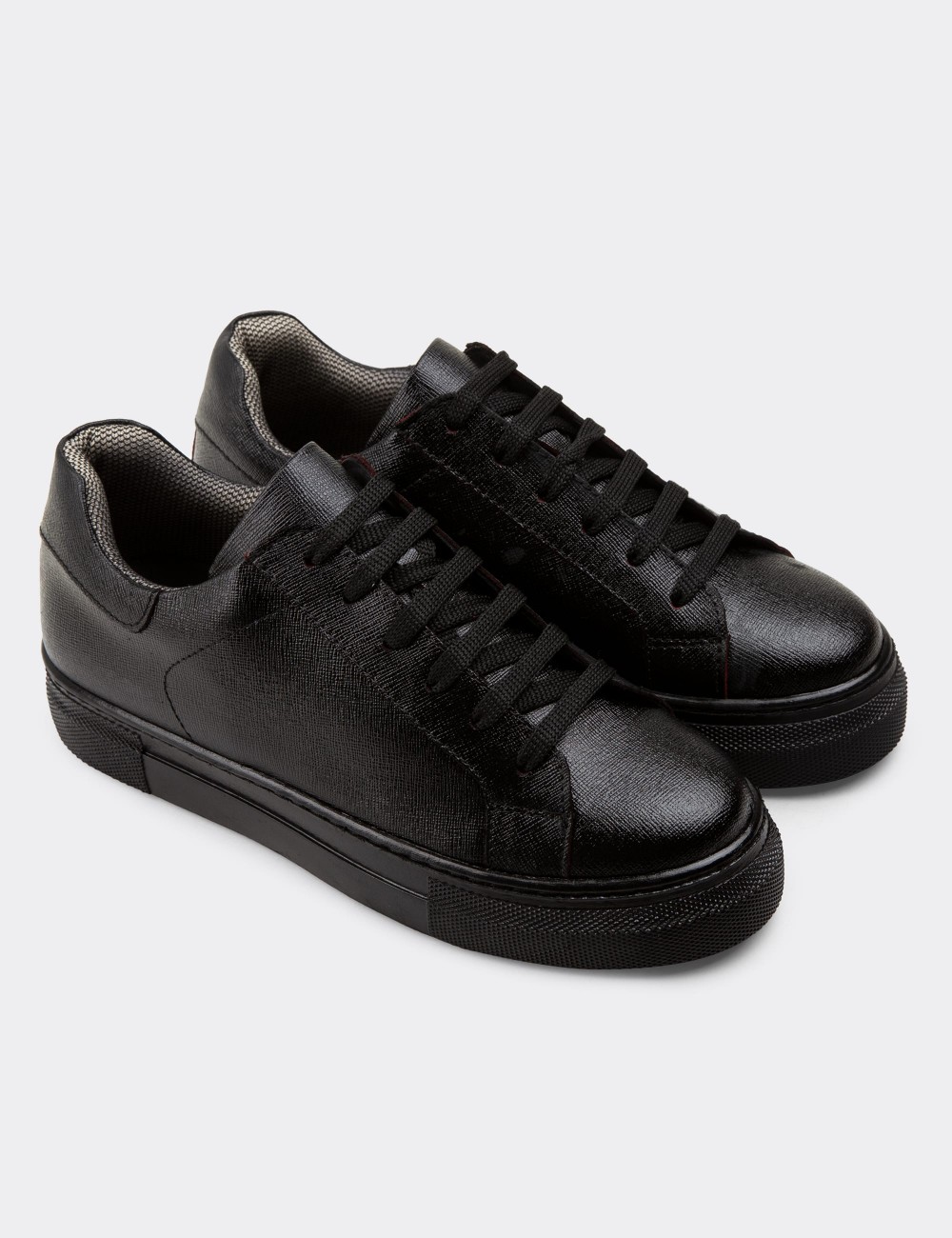Black  Leather Sneakers - Z1681ZSYHC07