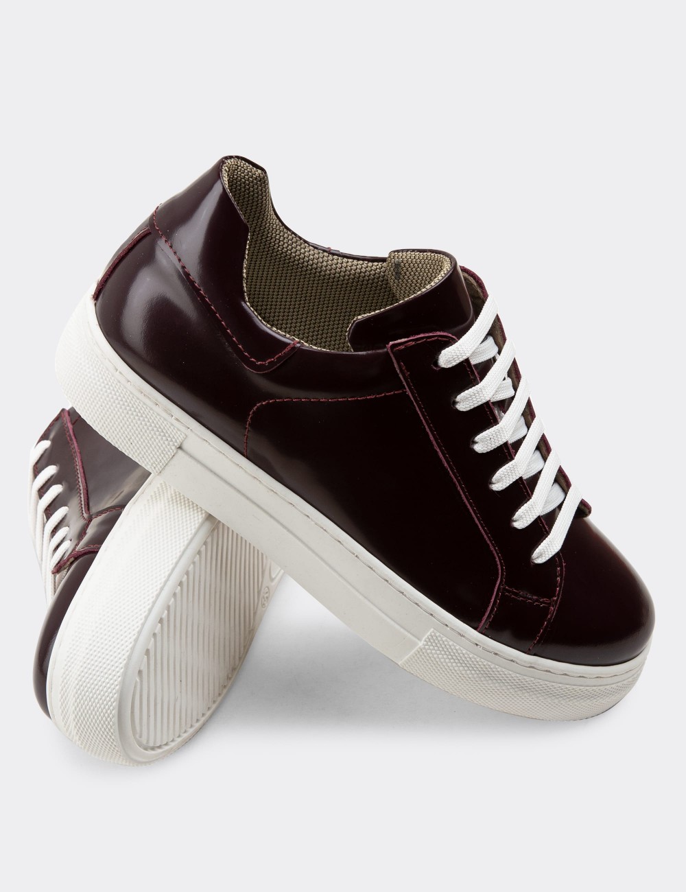 Burgundy  Leather Sneakers - Z1681ZBRDC08