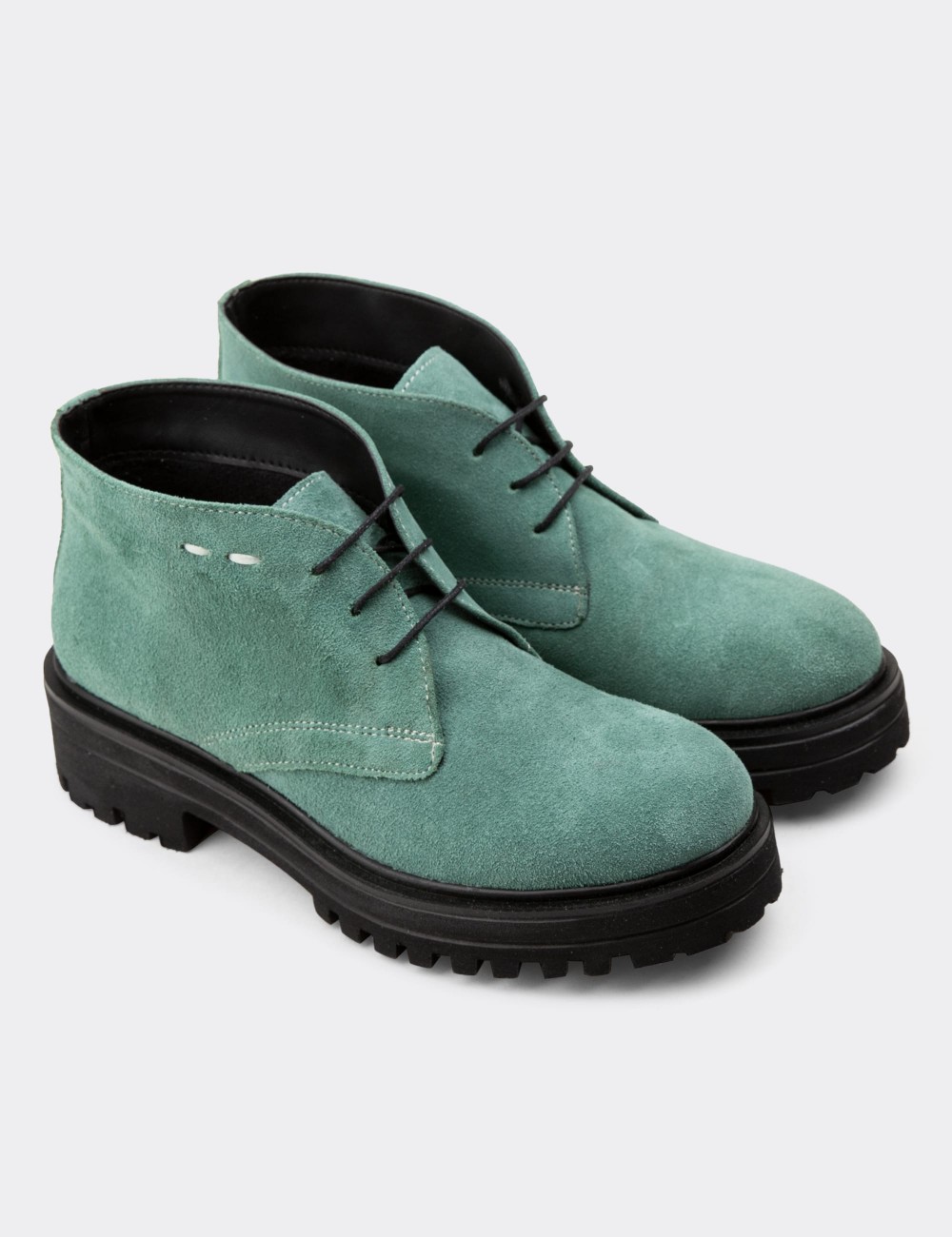 Green Suede Leather Boots - 01847ZYSLE01