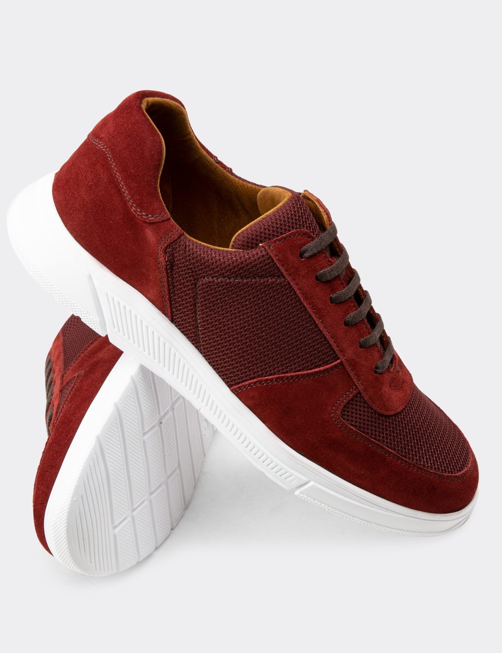 Burgundy Suede Leather Sneakers - 01860MBRDC01
