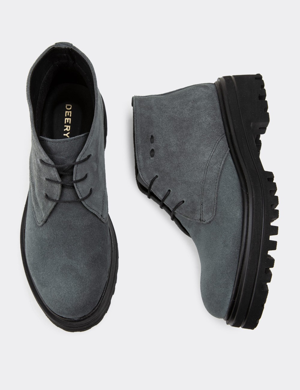 Gray Suede Leather Boots - 01847ZGRIE02