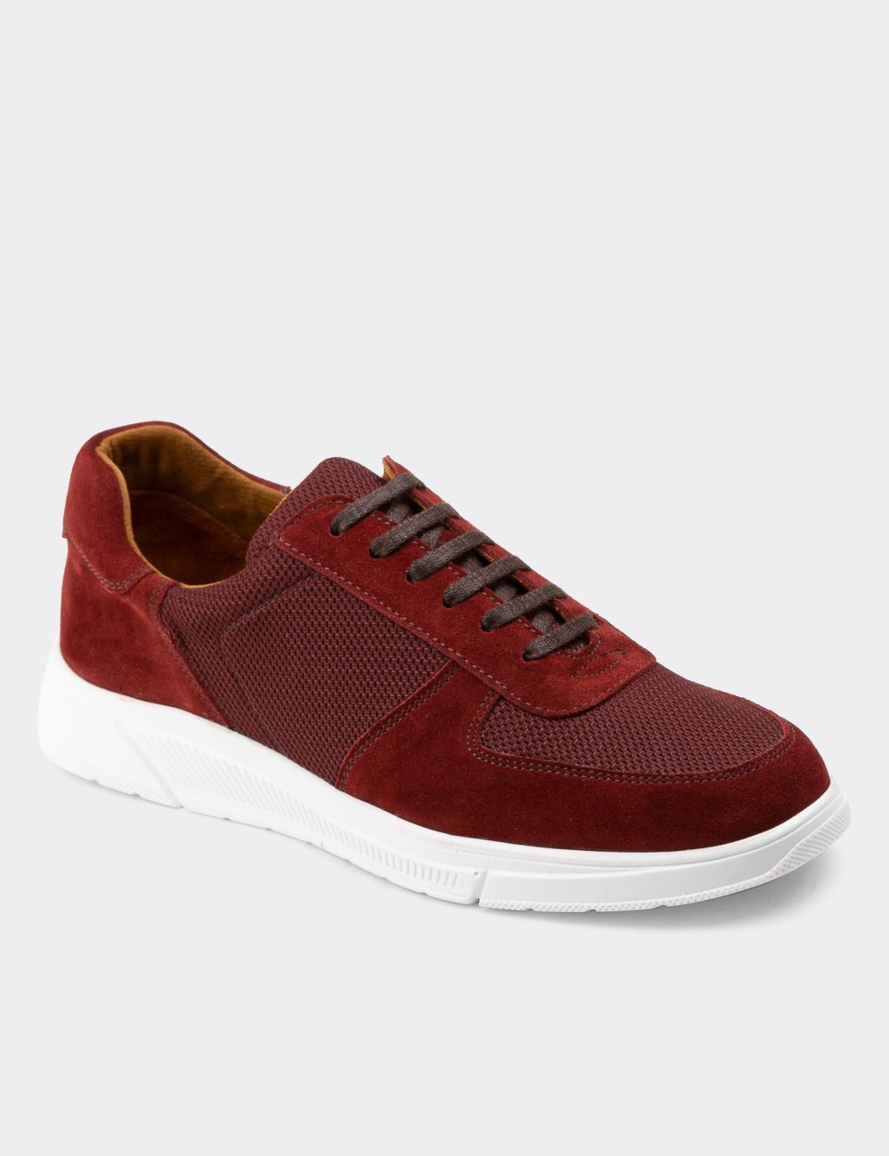 Burgundy Suede Leather Sneakers - 01860MBRDC01