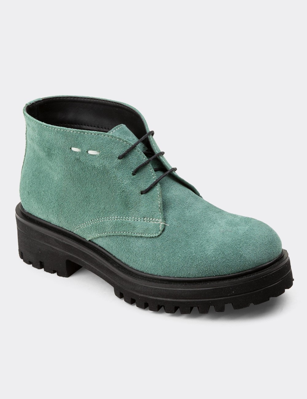 Green Suede Leather Boots - 01847ZYSLE01