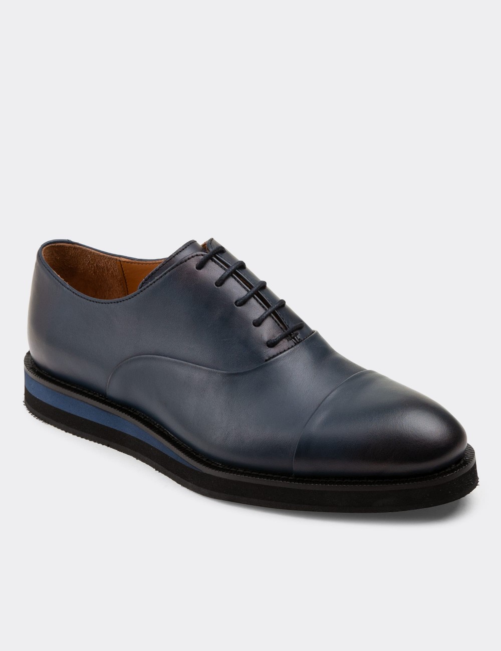 Blue  Leather Lace-up Shoes - 01026MMVIE03