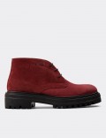 Red Suede Leather Boots