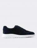 Navy Suede Leather Sneakers