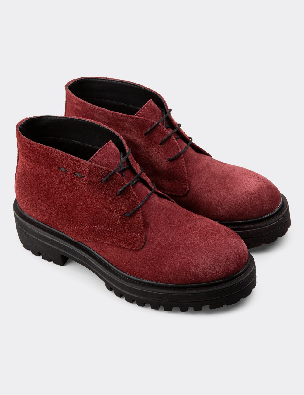 Red Suede Leather Boots - 01847ZKRME02