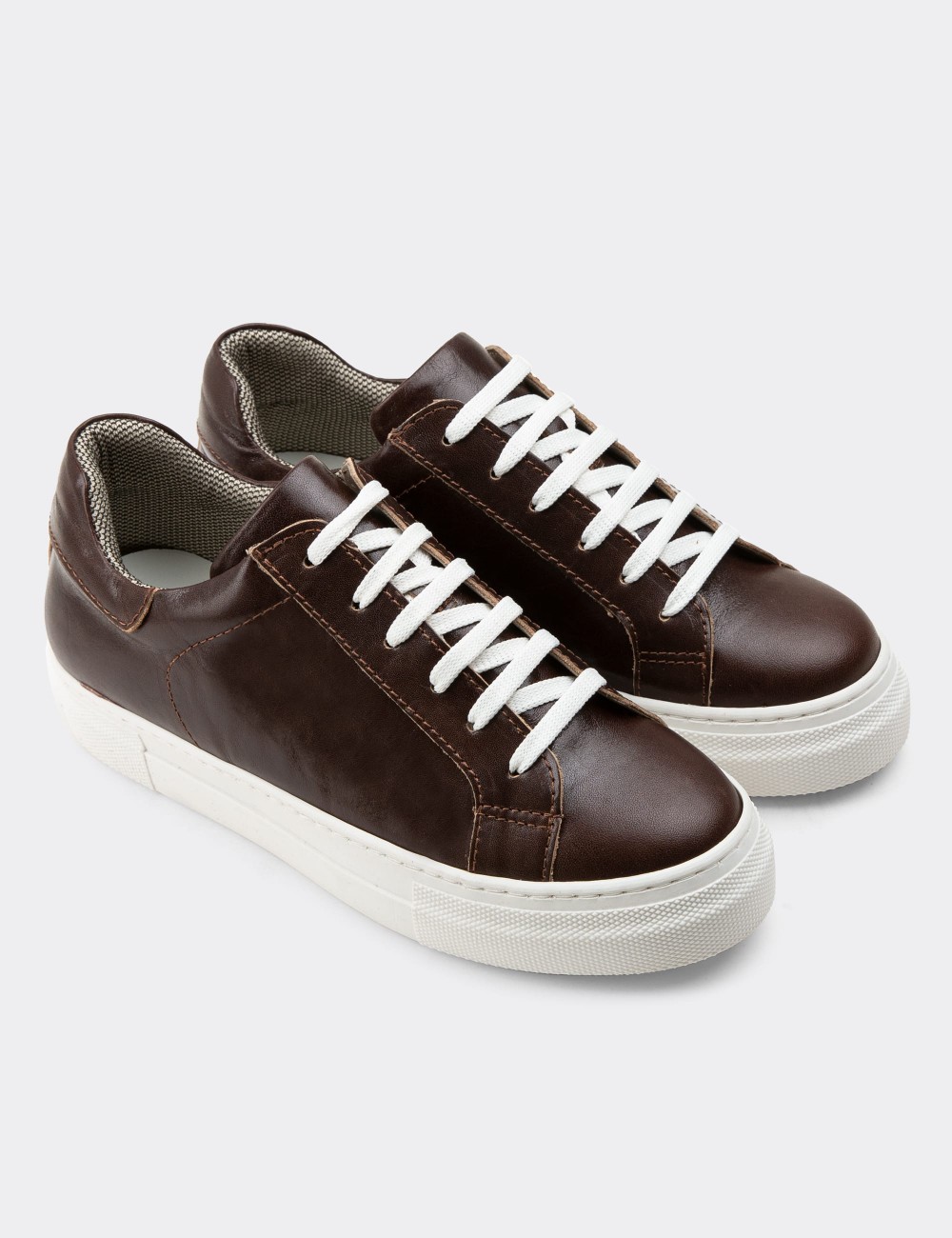 Brown  Leather Sneakers - Z1681ZKHVC18