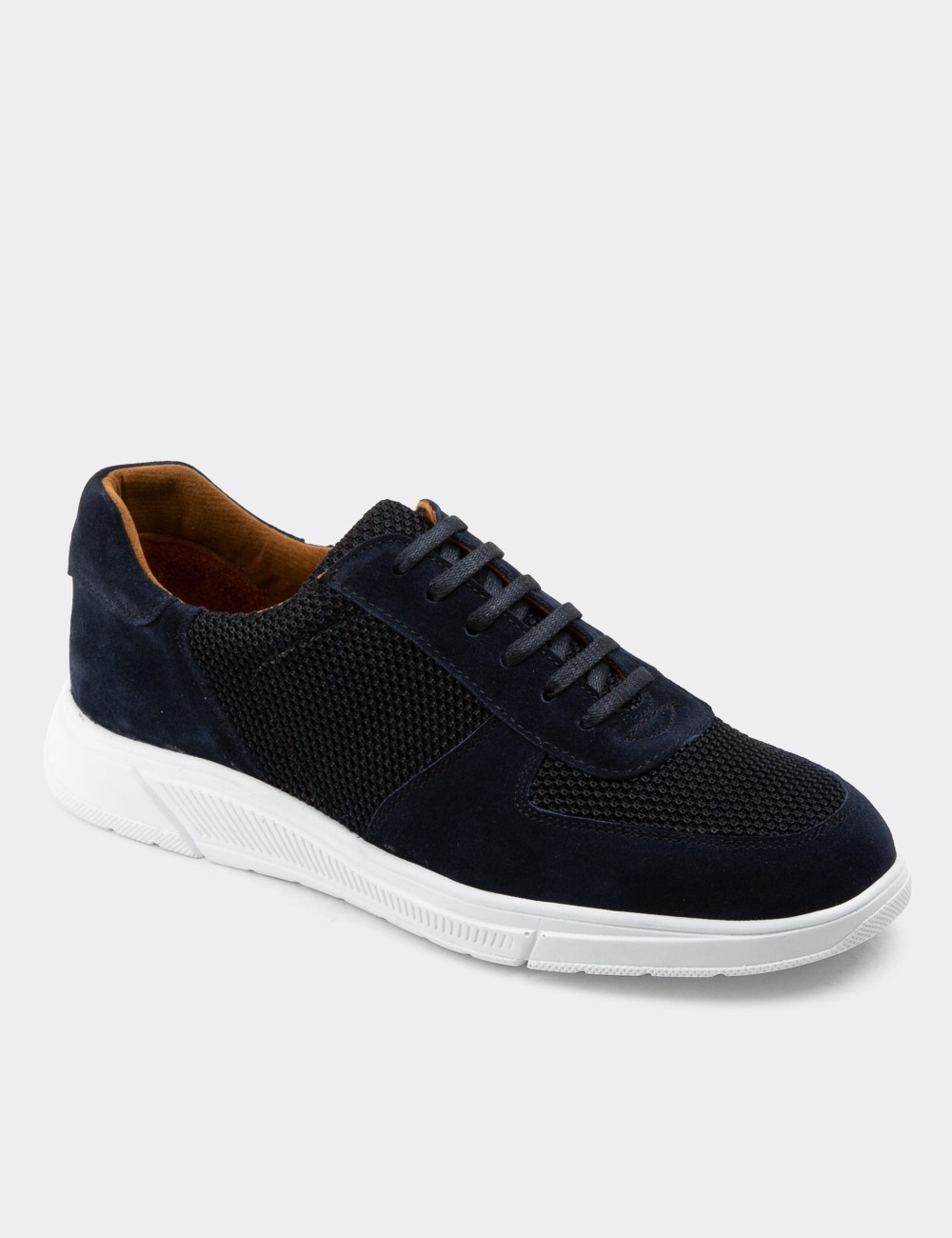 Navy Suede Leather Sneakers - 01860MLCVC01
