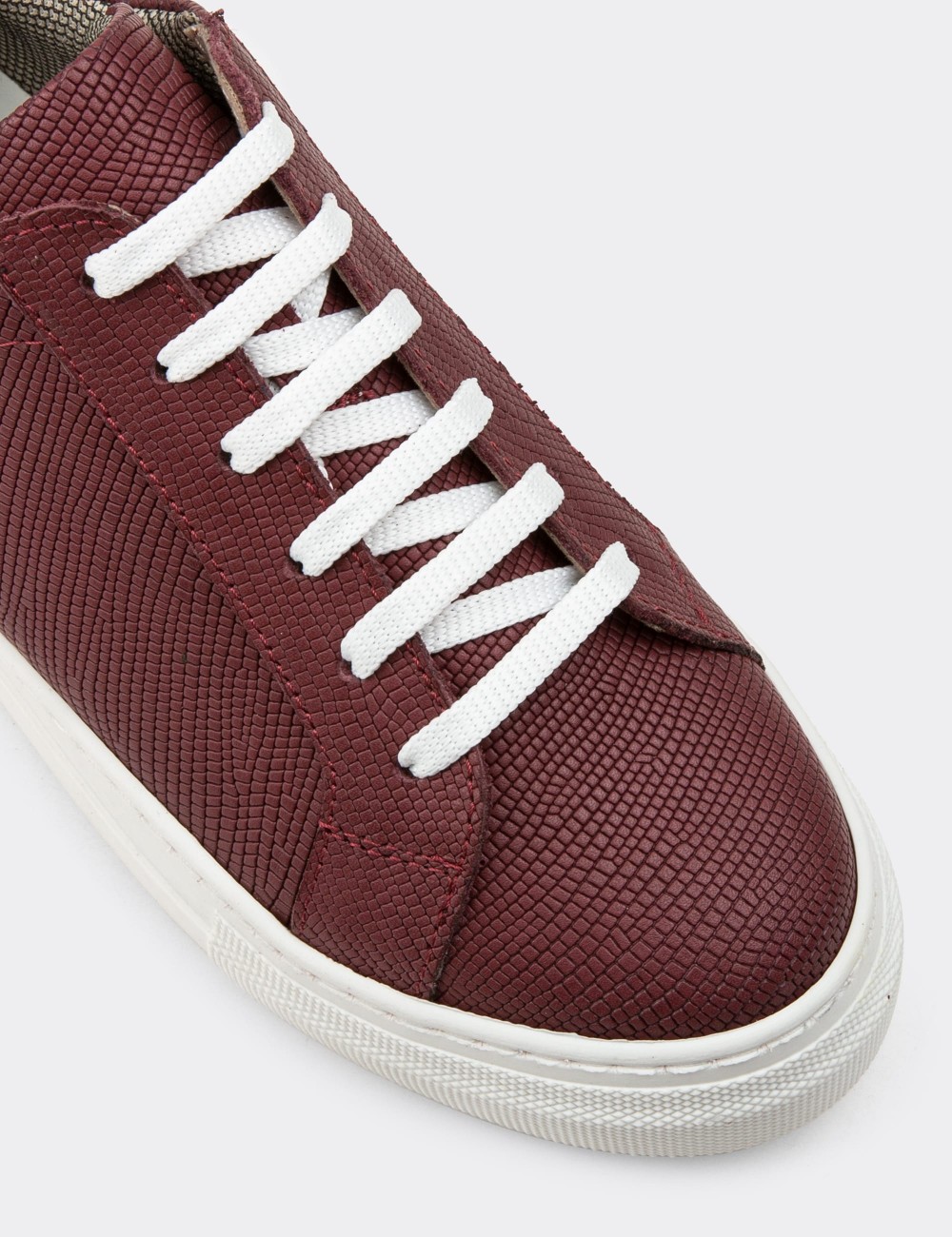 Burgundy  Leather Sneakers - Z1681ZBRDC11