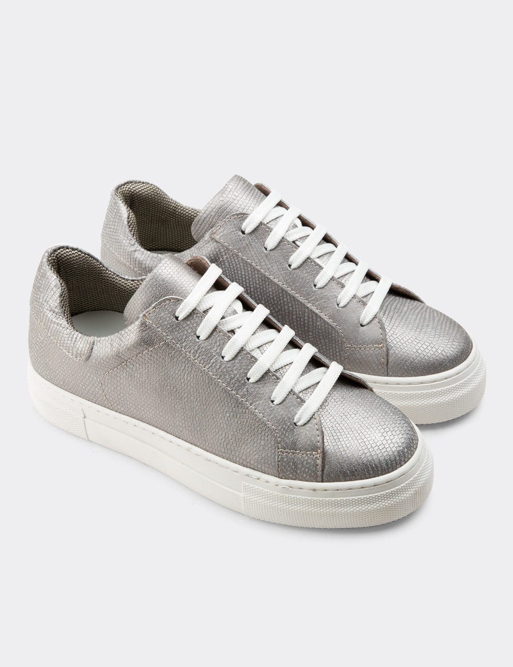 Gray  Leather Sneakers - Z1681ZGRIC09