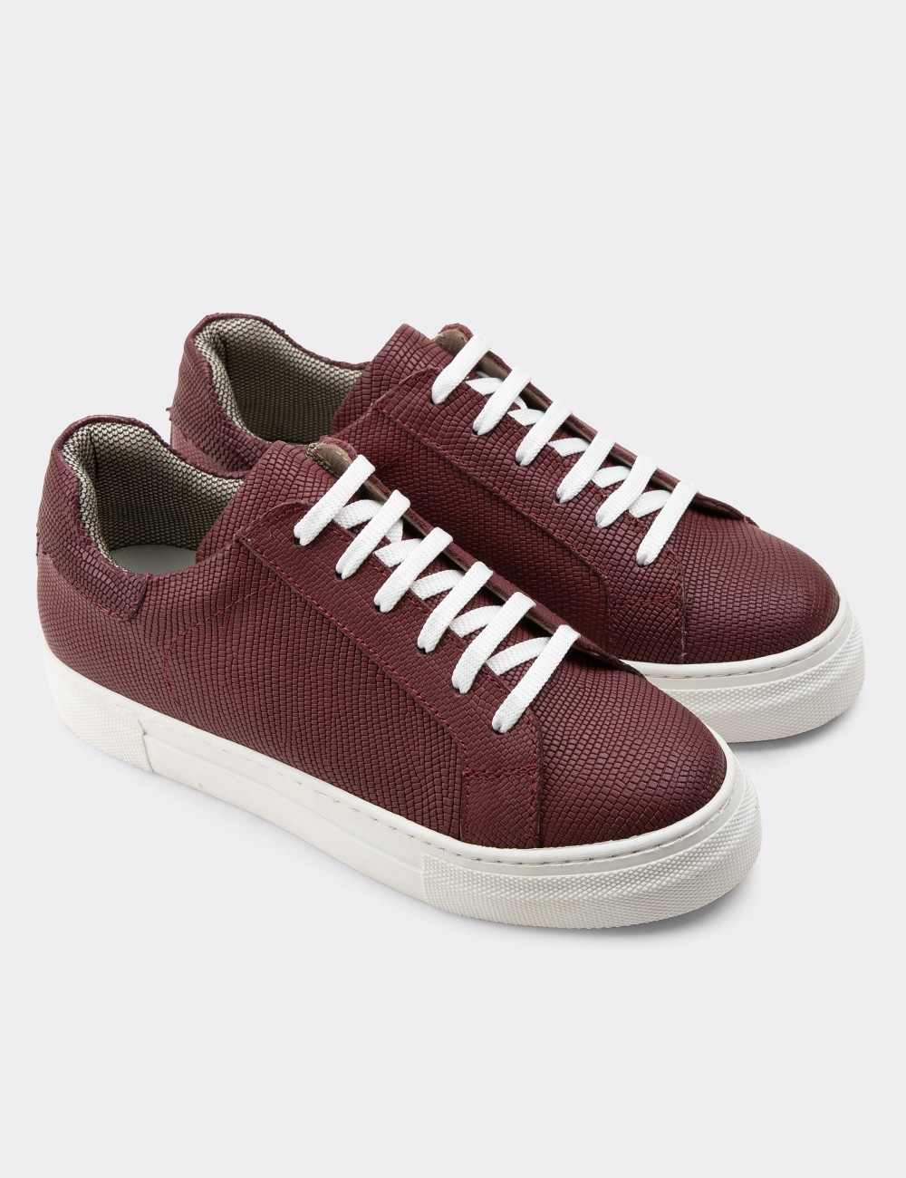 Burgundy  Leather Sneakers - Z1681ZBRDC11