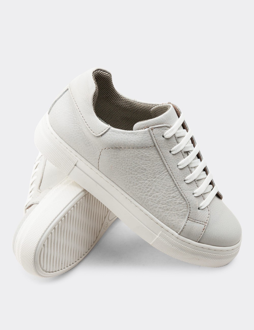 Gray  Leather Sneakers - Z1681ZGRIC07