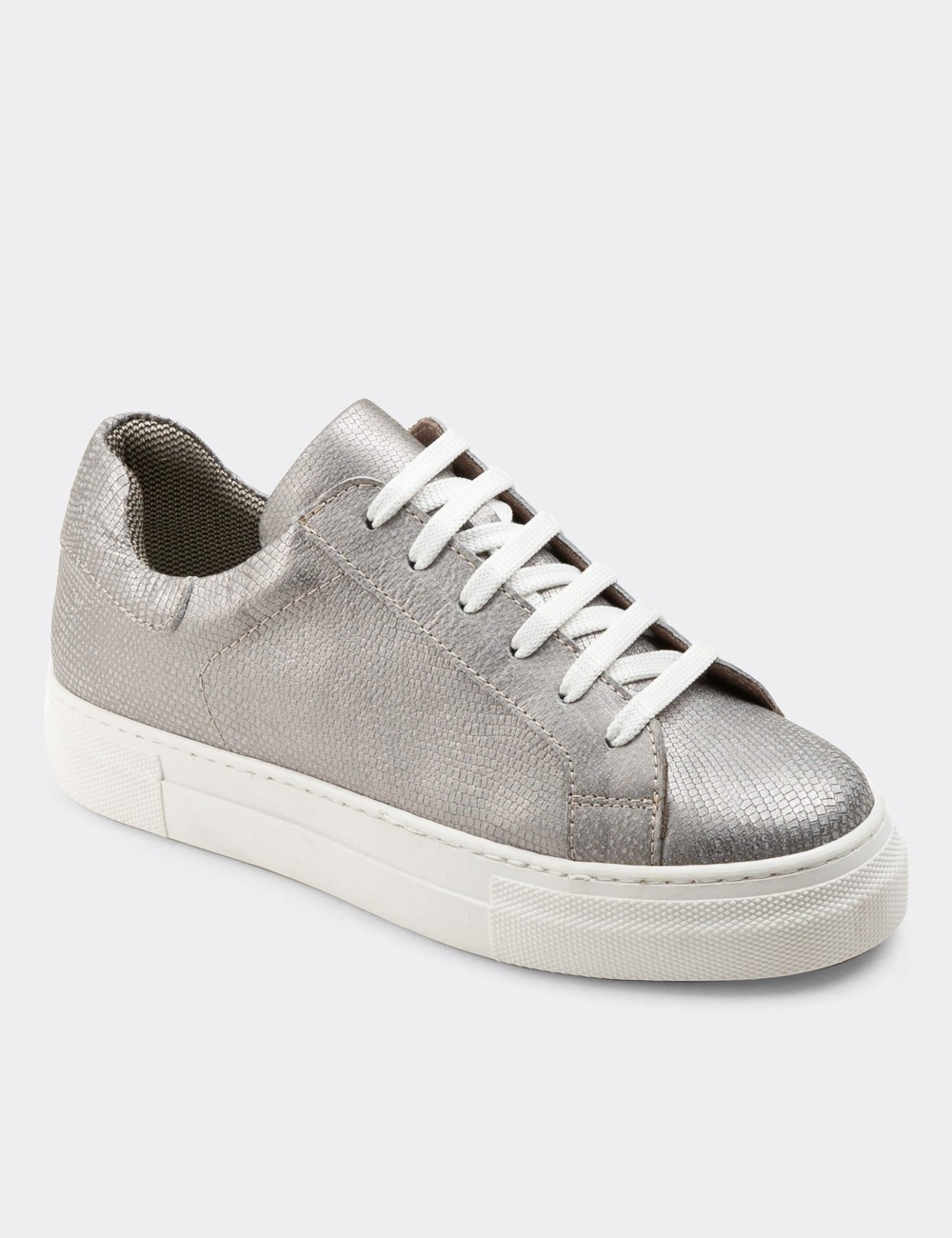 Gray  Leather Sneakers - Z1681ZGRIC09