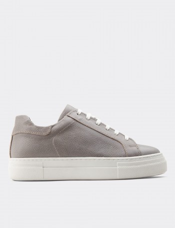 Gray  Leather Sneakers - Z1681ZGRIC08