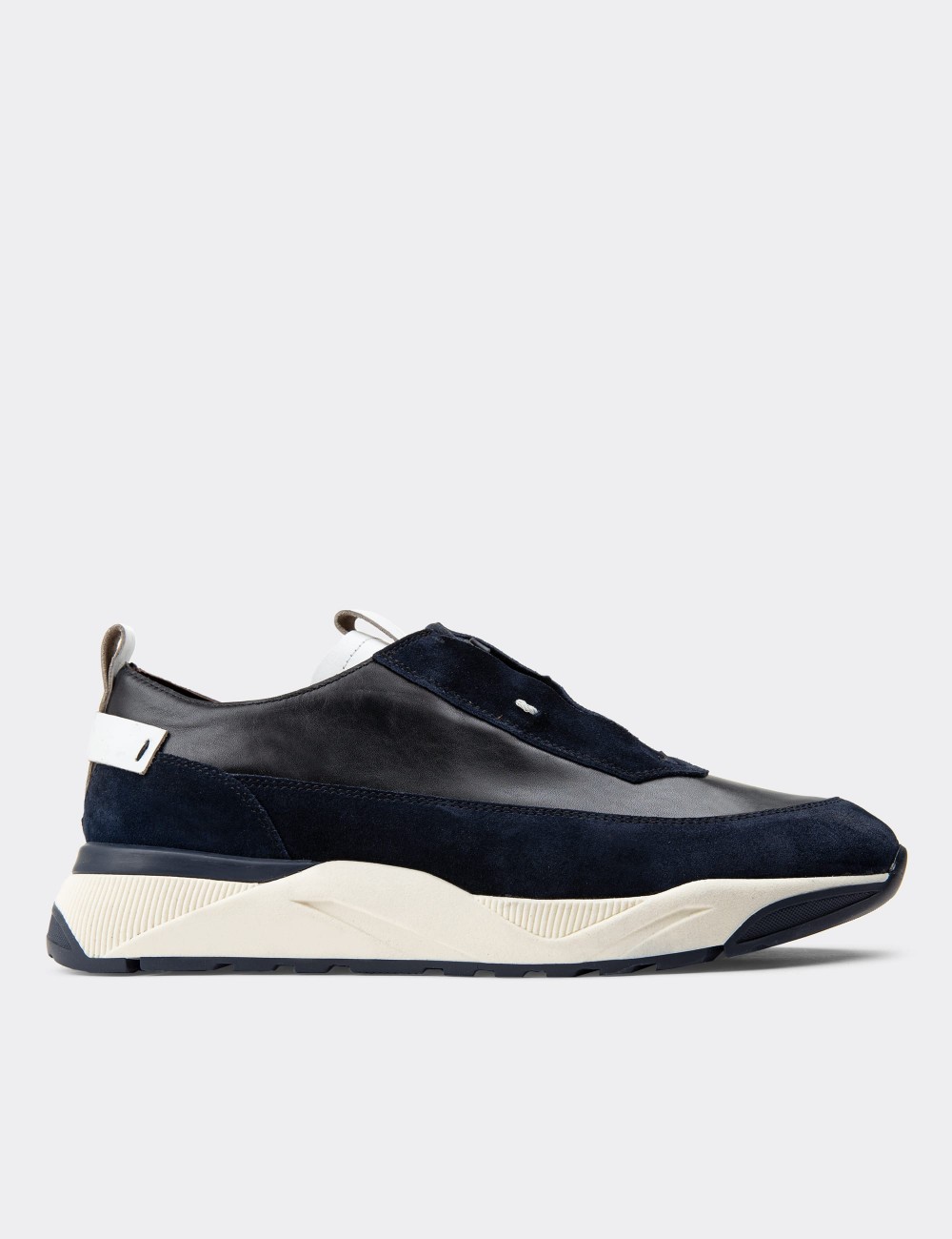 Navy Suede Leather Sneakers - 01917MLCVE01