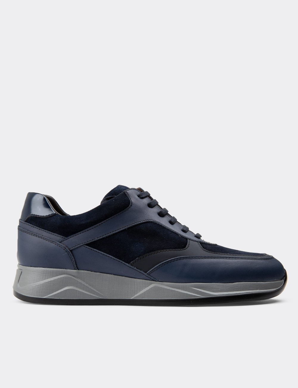 Navy  Leather Sneakers - 01892MLCVE01