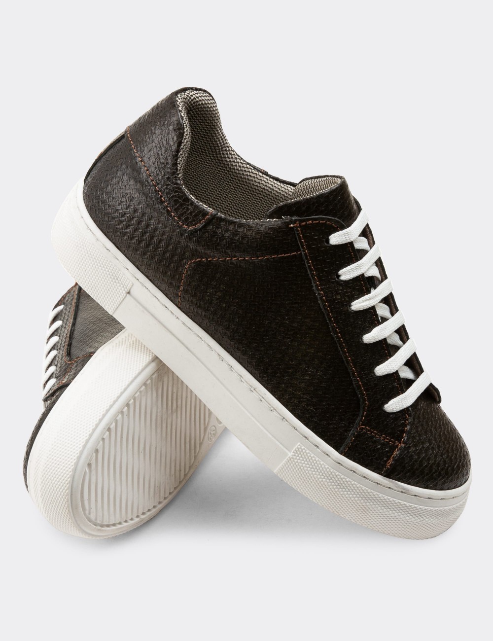 Brown  Leather Sneakers - Z1681ZKHVC17