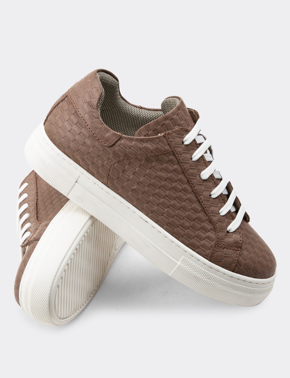 Sandstone  Leather Sneakers - Z1681ZVZNC06