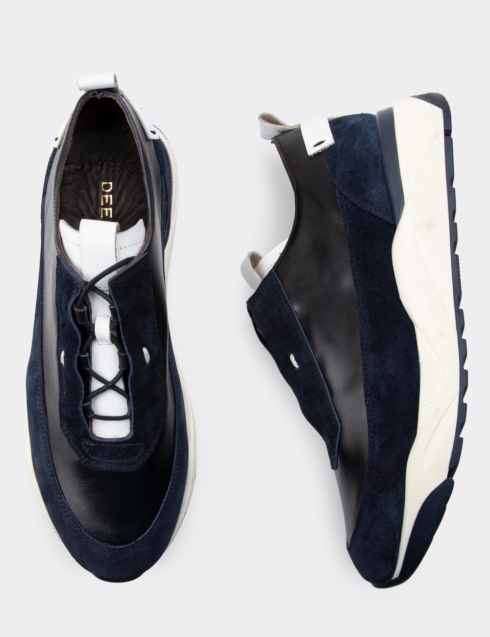 Navy Suede Leather Sneakers - 01917MLCVE01