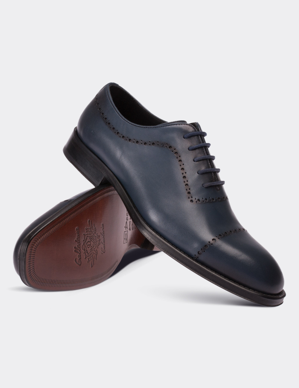 Navy  Leather Classic Shoes - 01491MLCVK01