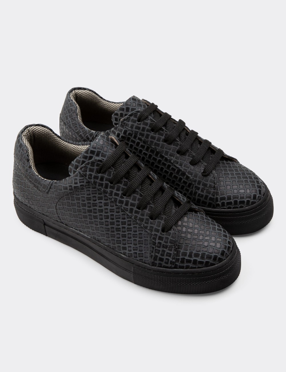 Black  Leather Sneakers - Z1681ZSYHC15