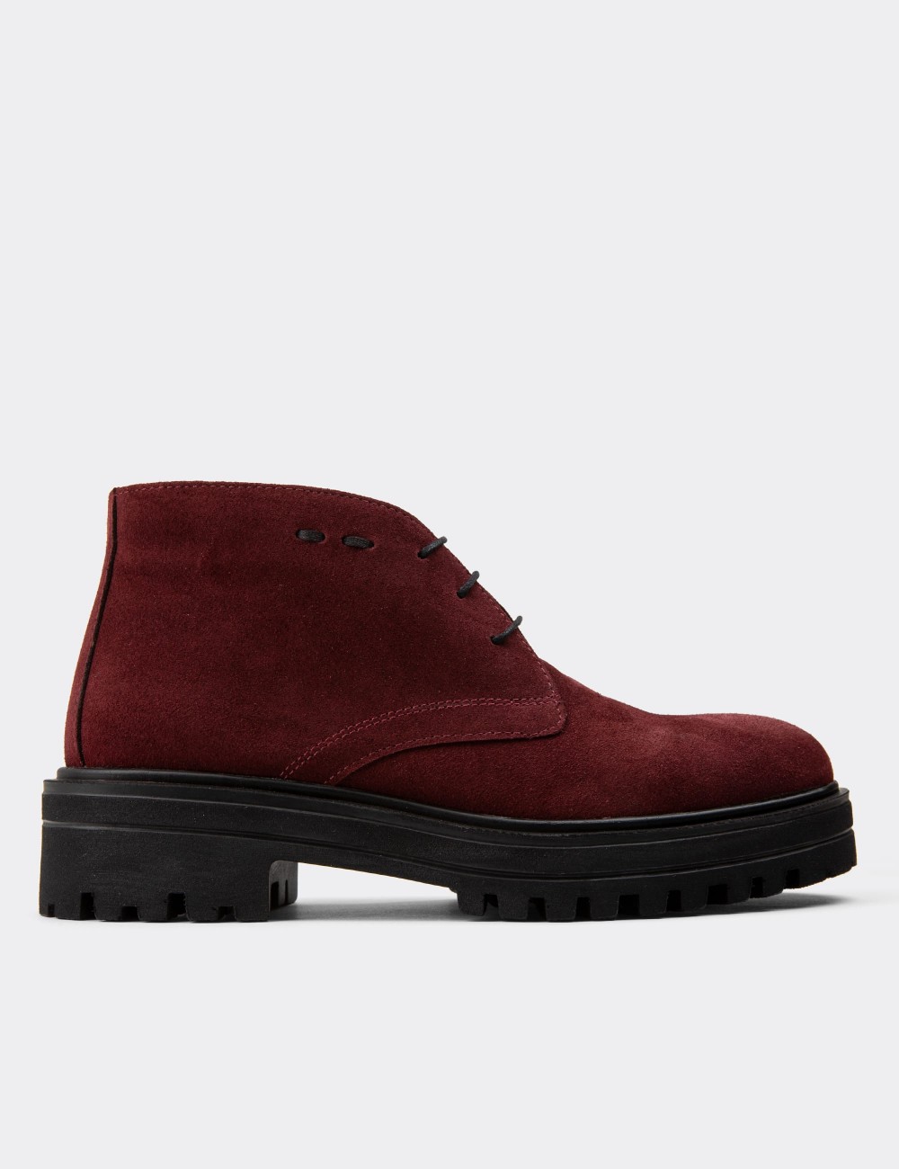 Burgundy Suede Leather Boots - 01847ZBRDE01