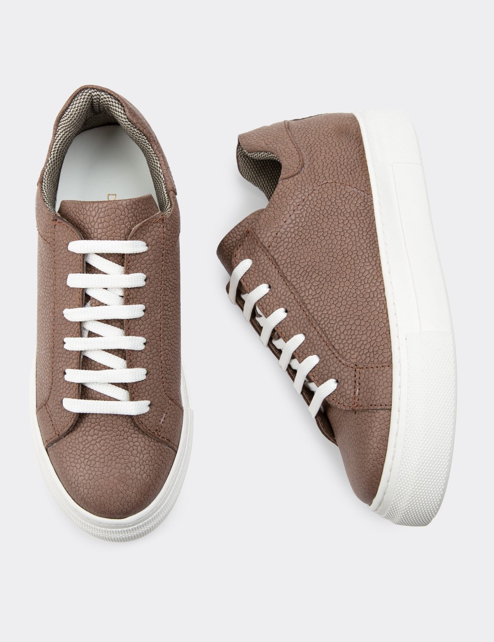 Brown  Leather Sneakers - Z1681ZKHVC19