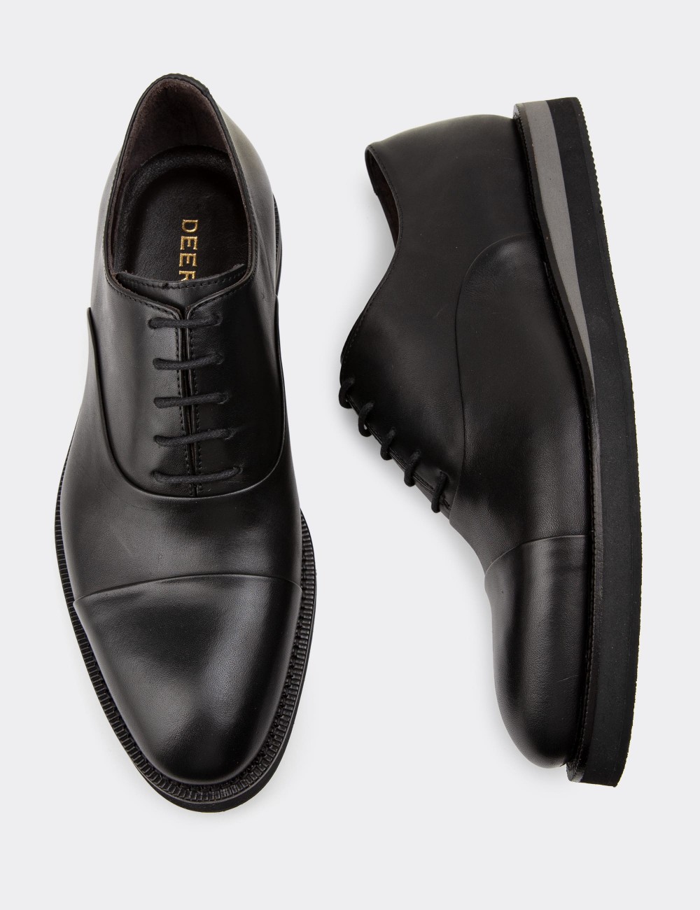 Black  Leather Lace-up Shoes - 01026MSYHE19