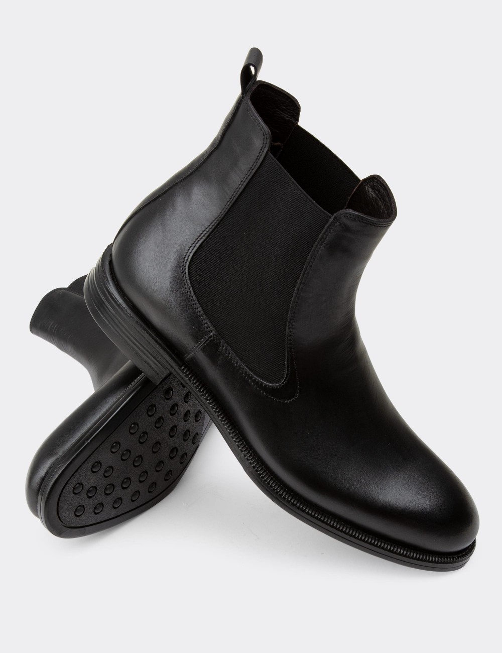 Black  Leather Chelsea Boots - 01919MSYHC01