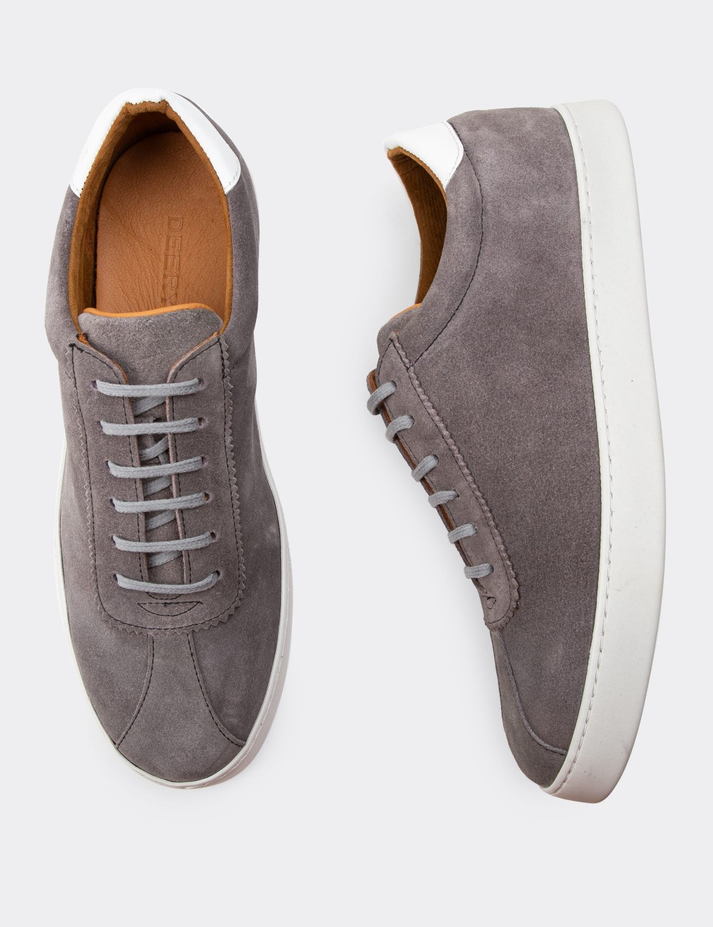 Gray Suede Leather Sneakers - 01885MGRIC01