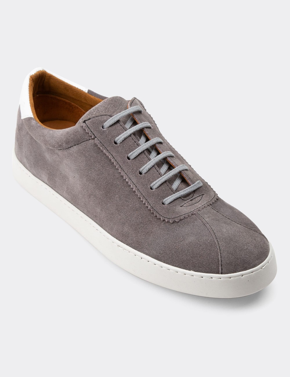 Gray Suede Leather Sneakers - 01885MGRIC01