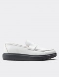 White Leather Loafers Shoes