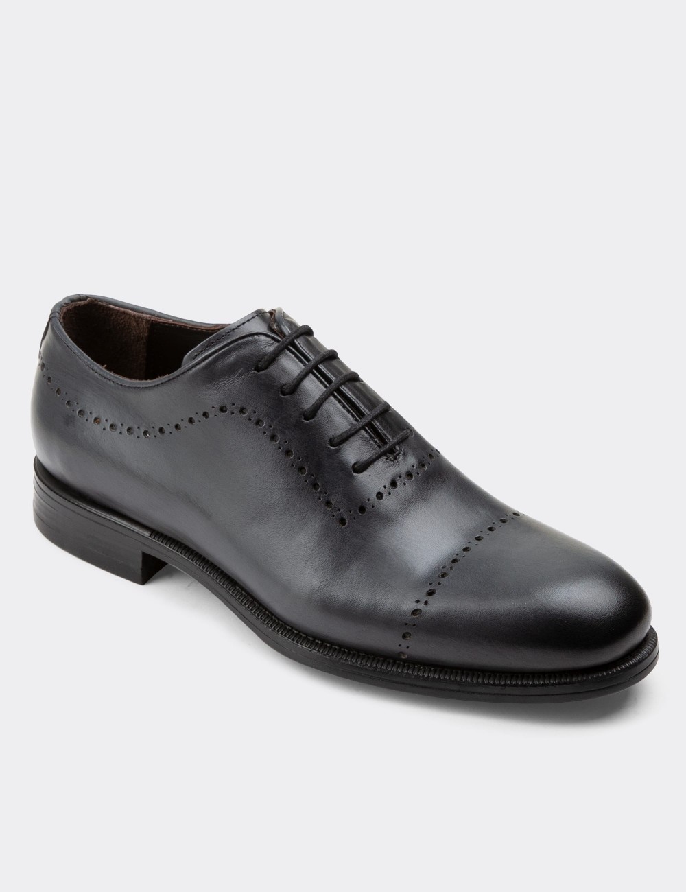 Gray Leather Classic Shoes - 00491MGRIC02