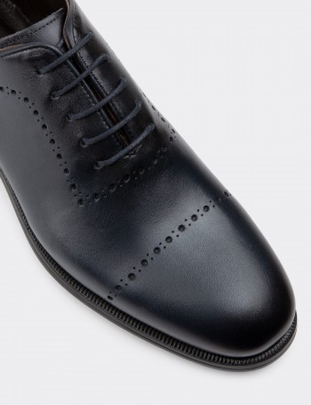 Navy Leather Classic Shoes - 00491MLCVC02