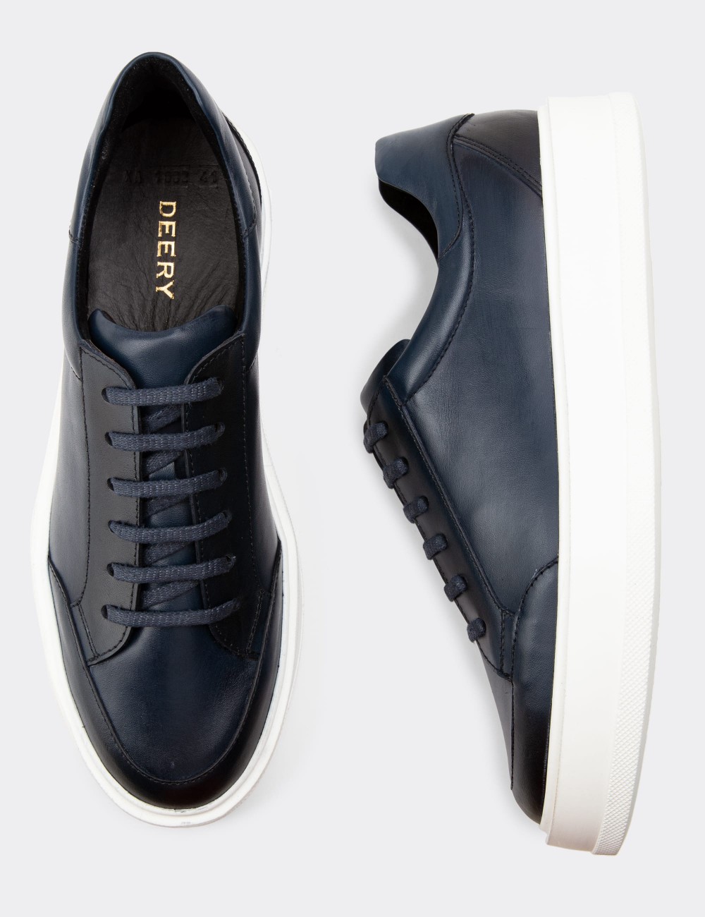 Navy Leather Sneakers - 01882MLCVP01