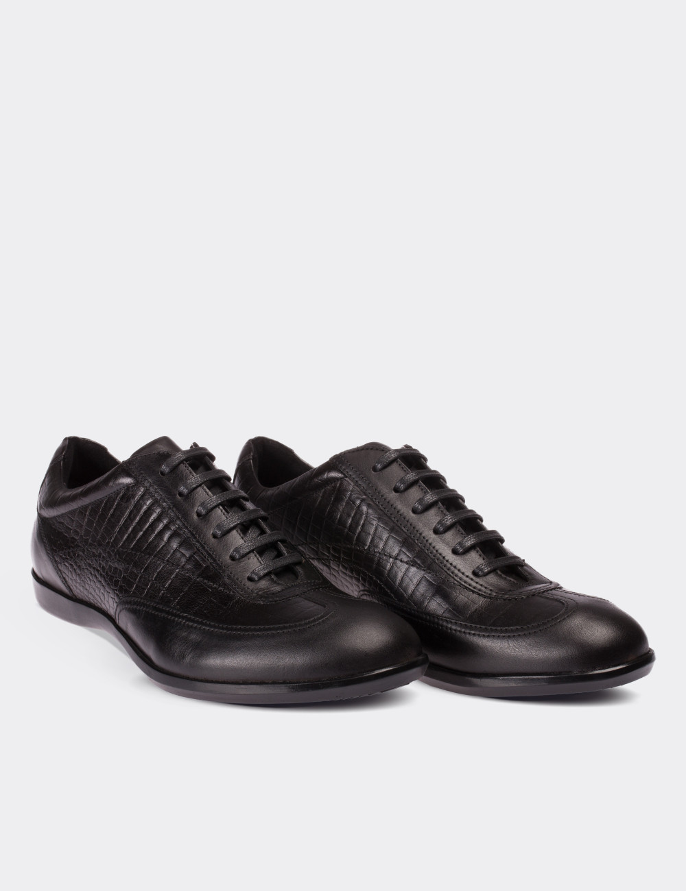 Black  Leather Lace-up Shoes - 00321MSYHC03