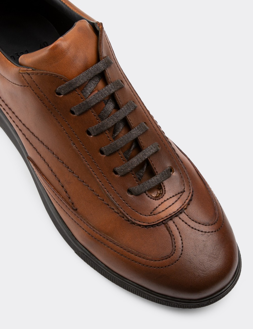 Tan  Leather Lace-up Shoes - 00321MTBAC03