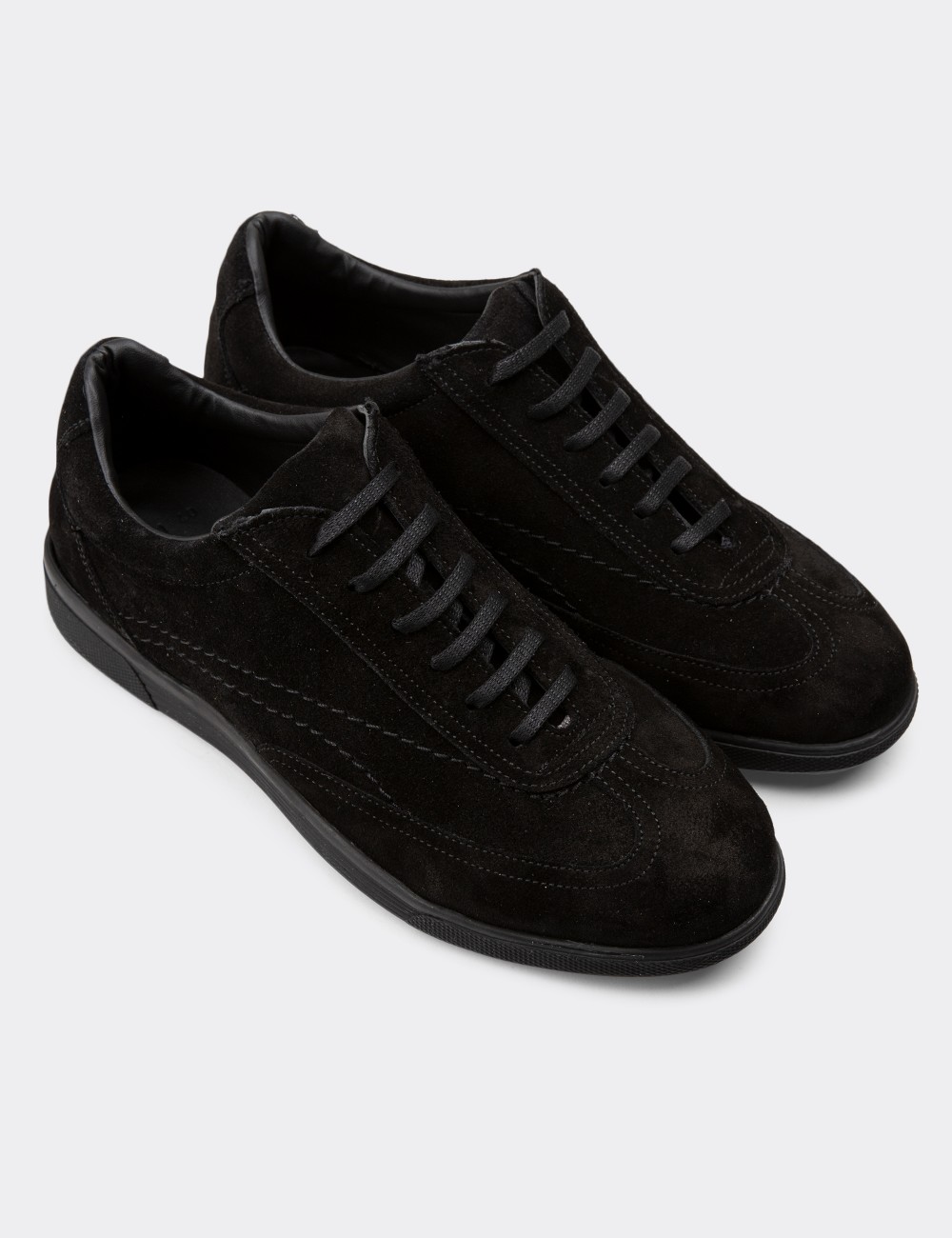Black Suede Leather Lace-up Shoes - 00321MSYHC08